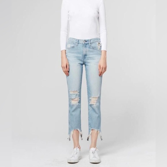 3x1 Denim - W3 Straight Authentic Drop chewed raw hem Jean in Quake from 3X1 size 28 6